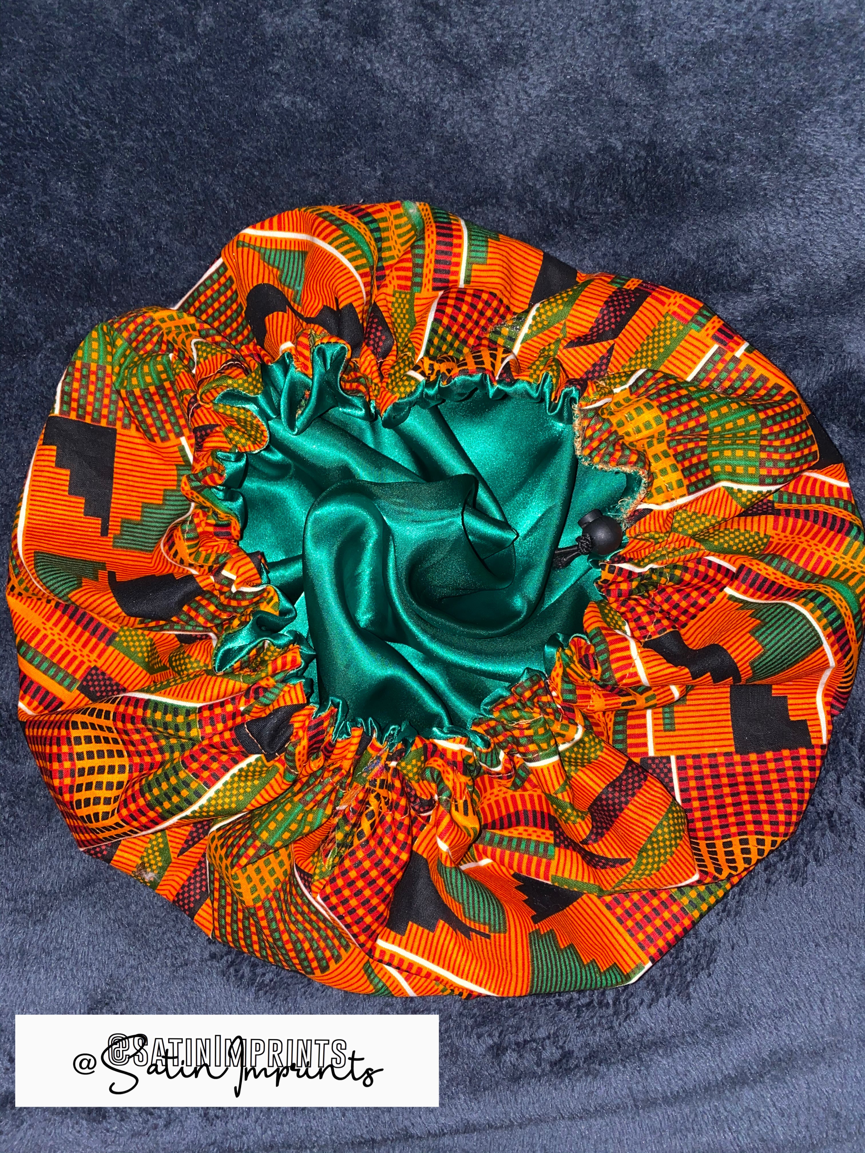 SATIN LINED BONNET Head Wrap With Band, Bright Ankara African