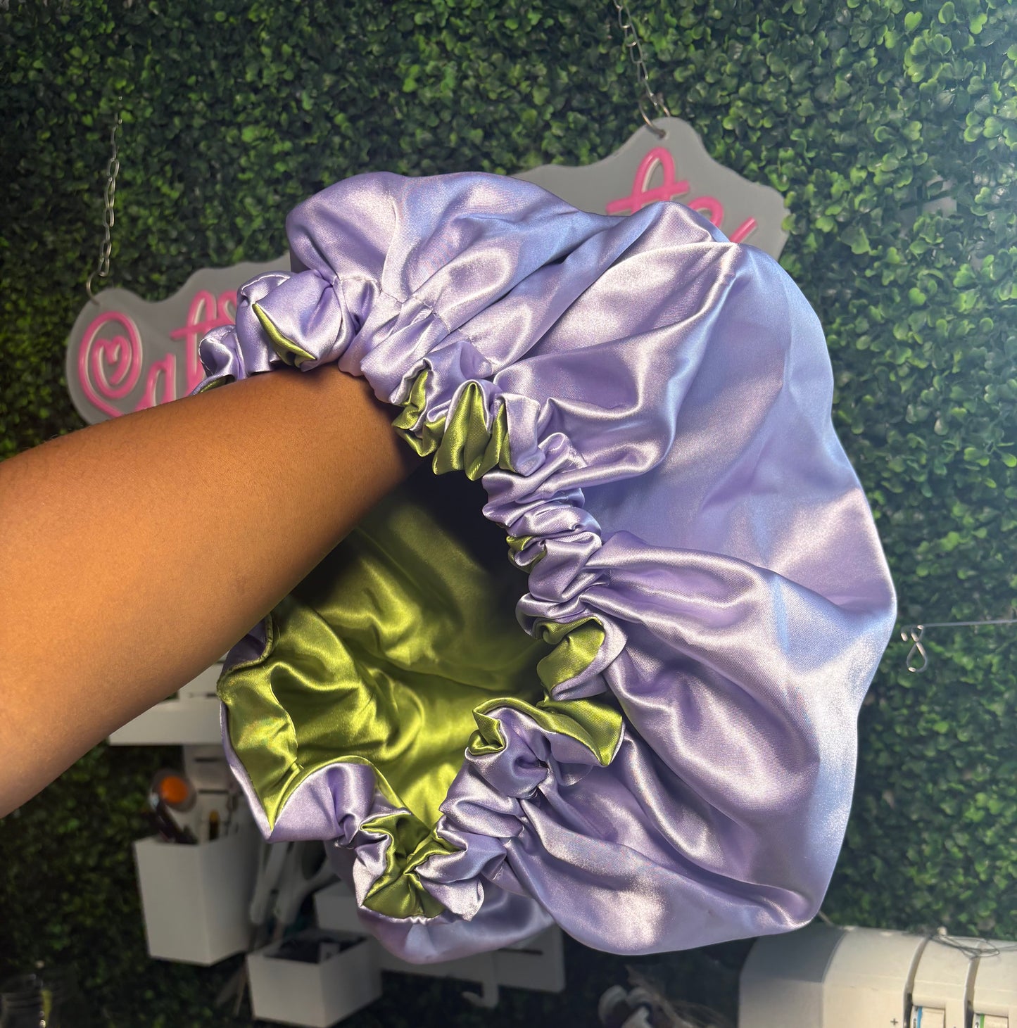 Reversible periwinkle/peridot green