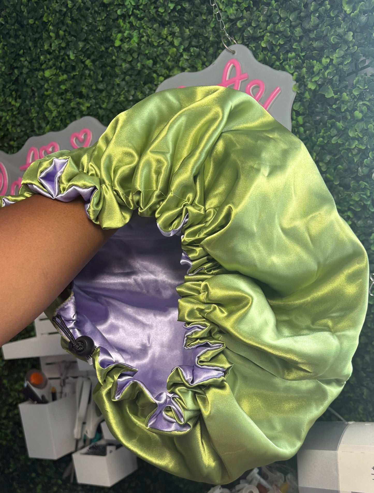 Reversible periwinkle/peridot green